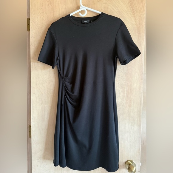 THEORY Black Supima Cotton T-Shirt Mini Dress Women’s Small Short Sleeve NWOT - Picture 1 of 9